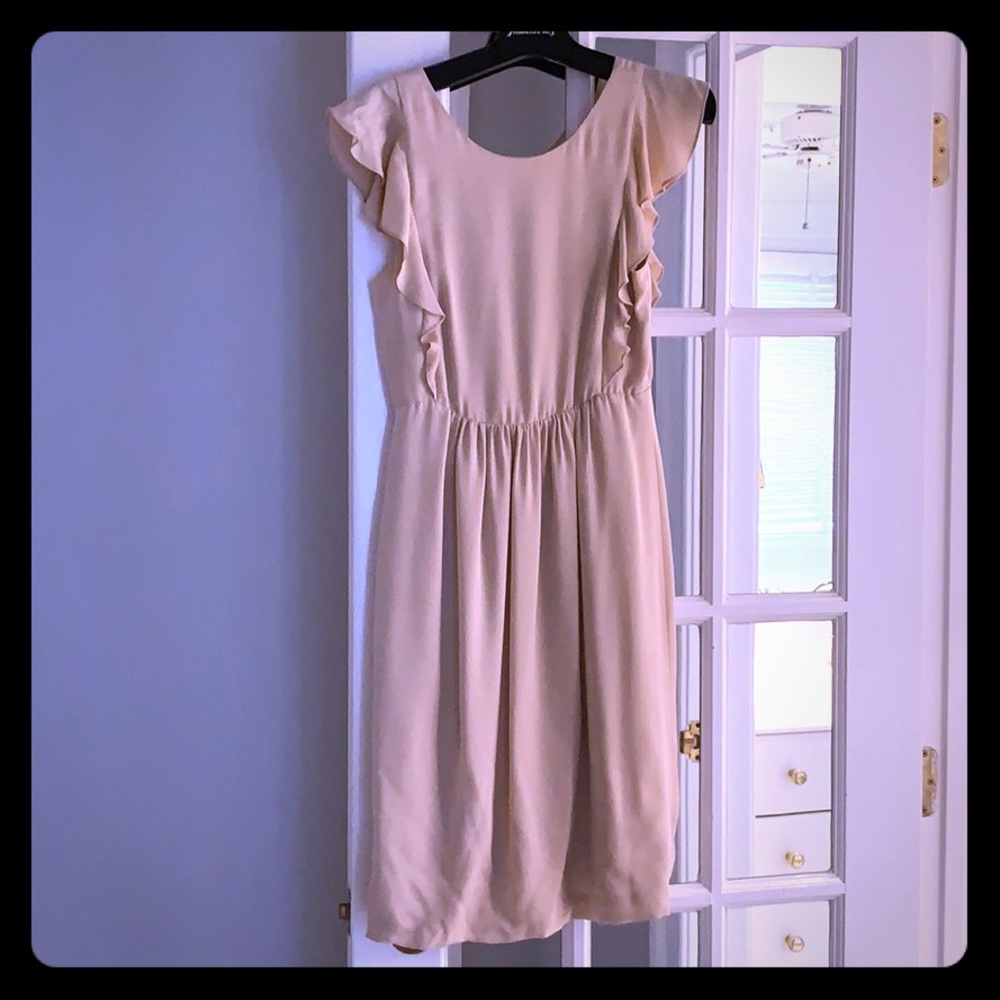 Women’s size 2 Theory ruffled sheath dress in rose